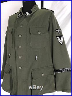 VTG WW2 German M43 Field Jacket Grey Wool Tunic Repro Reenactment Large