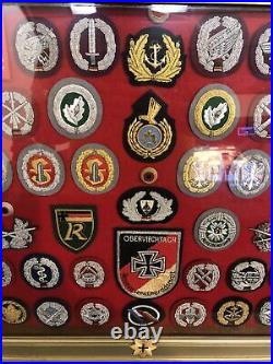 Vintage Replica German War Patches lot of 50 Show Piece Frame 28 1/2x21