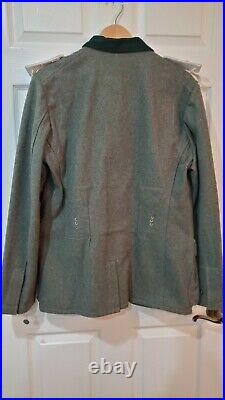 Vintage Repro WW2 German Wool Tunic Wehrmacht Military Jacket Dark Green with Pin