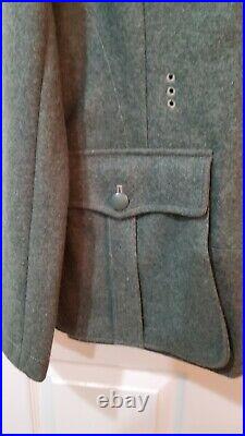 Vintage Repro WW2 German Wool Tunic Wehrmacht Military Jacket Dark Green with Pin