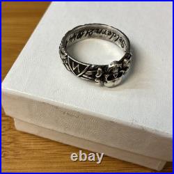 Vintage Sterling Silver Skull Ring Dated 21.12.44 Hand Engraved WWII Trench Art