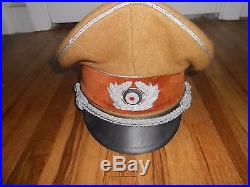 Vintage WWII World War 2 GERMAN Officer Military Crusher Cap Hat REPRODUCTION