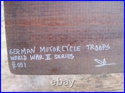 Vtg. Hand Crafted Military Scene From WWII of GERMAN MOTORCYCLE TROOPS, Very Det