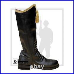 WW2 Civil War Hessian Boot (Gold), Military Riding Leather Boots, In All Sizes