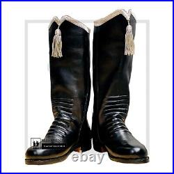 WW2 Civil War Hessian Boot (Silver), Military Riding Leather Boots, In All Sizes