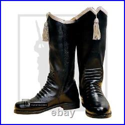 WW2 Civil War Hessian Boot (Silver), Military Riding Leather Boots, In All Sizes