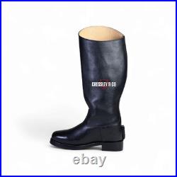 WW2 GERMAN ARMY OFFICER BLACK LEATHER MARCHING BOOTS REPRO Made to Size