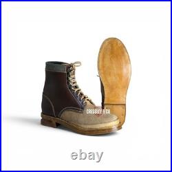 WW2 GERMAN GEBIRGSJÄGER BROWN MOUNTAIN TROOPS LEATHER ANKLE BOOTS, Made to size