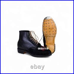 WW2 GERMAN M37 BLACK LOW BOOTS HOBNAIL SOLE MARCHING BOOTS REPRO, Made to Size