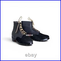 WW2 GERMAN M37 BOOTS BLACK DYED WITH ORIGINALS HOBNAILS, Made to Size