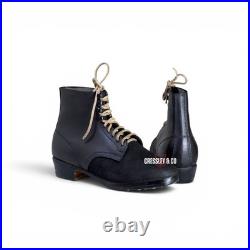 WW2 GERMAN M37 BOOTS BLACK DYED WITH ORIGINALS HOBNAILS, Made to Size