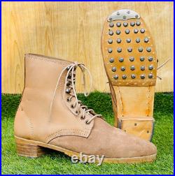 WW2 GERMAN M37 NATURAL LOW BOOTS, MILITARY ANKLE HOBNAIL BOOTS All Sizes