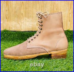 WW2 GERMAN M43 NATURAL LOW BOOTS, MILITARY ANKLE HOBNAIL BOOTS All Sizes