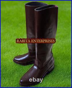 WW2 GERMAN OFFICER LEATHER BOOTS, MEN'S BLACK RIDING BOOTS All Size Available