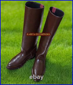 WW2 GERMAN OFFICER LEATHER BOOTS, MEN'S BLACK RIDING BOOTS All Size Available