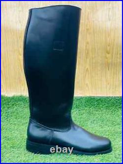 WW2 GERMAN OFFICER LEATHER BOOTS, MEN'S BLACK RIDING BOOTS All Size Available