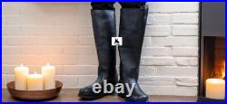 WW2 GERMAN OFFICER LEATHER BOOTS, MEN'S BLACK RIDING BOOTS All Size available