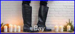 WW2 GERMAN OFFICER LEATHER BOOTS, MEN'S BLACK RIDING BOOTS All Size available