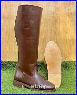 WW2 GERMAN OFFICER LEATHER BOOTS, MEN'S BROWN RIDING BOOTS All Size Available