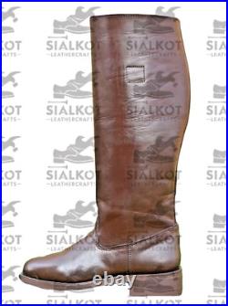 WW2 GERMAN OFFICER LEATHER BOOTS, MEN'S BROWN RIDING BOOTS All Size Available WW2 GERMAN OFFICER LEATHER BOOTS, MEN'S BROWN RIDING BOOTS All Size Available