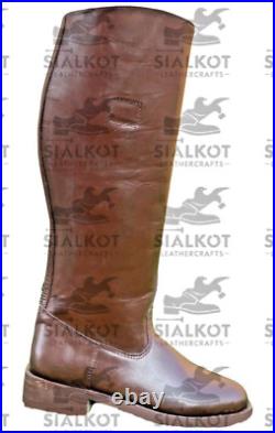 WW2 GERMAN OFFICER LEATHER BOOTS, MEN'S BROWN RIDING BOOTS All Size Available WW2 GERMAN OFFICER LEATHER BOOTS, MEN'S BROWN RIDING BOOTS All Size Available