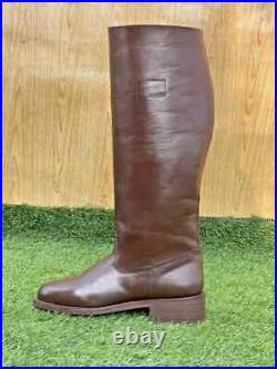WW2 GERMAN OFFICER LEATHER BOOTS, MEN'S BROWN RIDING BOOTS All Size Available