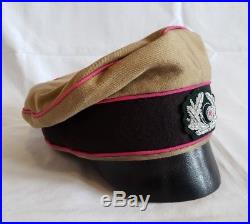 WW2 German Africa Corps Officers Field Crusher Visor Hat Cap Schirmmützen