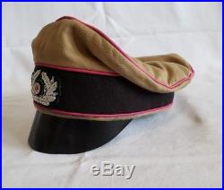 WW2 German Africa Corps Officers Field Crusher Visor Hat Cap Schirmmützen