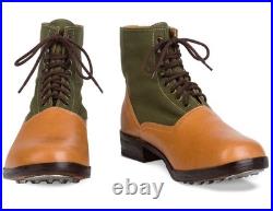 WW2 German Afrika Korps DAK Low Boots Tan Leather Canvas Lace Up Military Repro
