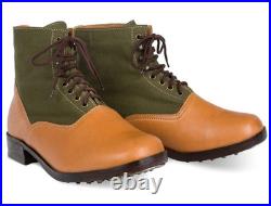 WW2 German Afrika Korps DAK Low Boots Tan Leather Canvas Lace Up Military Repro