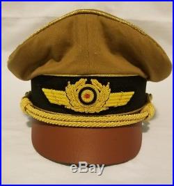 WW2 German Airforce Dessert Generals Officers Crusher Visor Hat Cap Schirmmutze