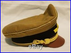 WW2 German Airforce Dessert Generals Officers Crusher Visor Hat Cap Schirmmutze
