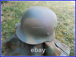 WW2 German Army WH, ELITE 3 Colours Normandy D-DAY 1944 Camo M35 Helmet Repro