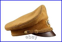 WW2 German Brown Wool Peaked Visor Cap Gold Cord 1930s Historical Reproduction