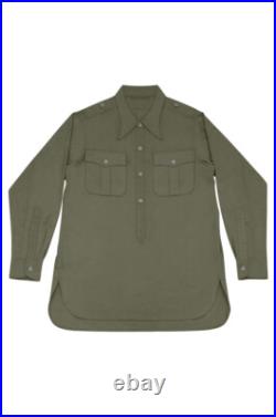 WW2 German DAK Tropical Afrikakorps Olive Long Sleeve Pullover Shirt