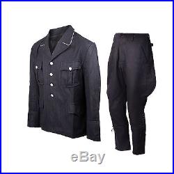 WW2 German Elite M32 Officer Black Wool Tunic And Breeches Military Uniform XL