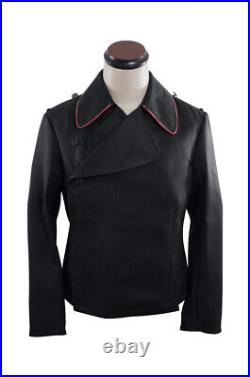 WW2 German Elite hot pink collar thread panzer black gabardine wrap jacket