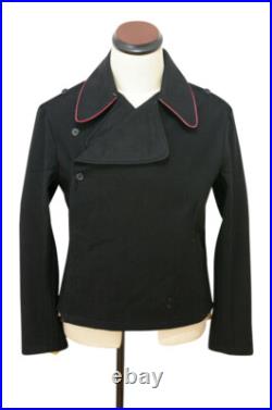 WW2 German Elite hot pink collar thread panzer black wool wrap jacket