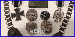 WW2 German Gorget+Chain/Badges/Medals/Stamps/Belt Buckles marked R. Z. M