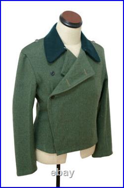 WW2 German Heer assault gunner field wool deep green collar wrap jacket