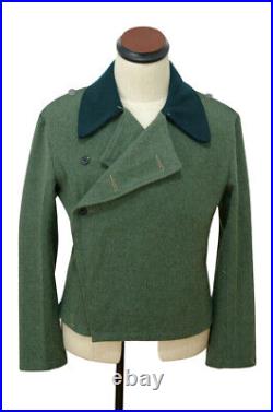 WW2 German Heer assault gunner field wool deep green collar wrap jacket S