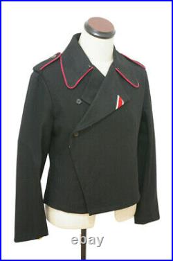 WW2 German Heer hot pink collar thread panzer black wool wrap/jacket XL