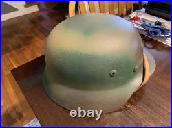 WW2 German Helmet Size 68 Shell with size 60 Liner Camouflaged