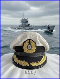 WW2 German Kreigsmarine Navy Uboat Captains Senior Officer Visor Hat Cap Sz 57