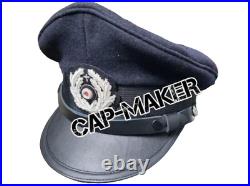 WW2 German Kreigsmarine Uboat Navy Military Officers Crusher Peak Visor Hat Cap