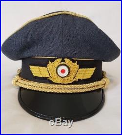 WW2 German Luftwaffe Airforce Generals Officers Peak Visor Costume Hat Cap