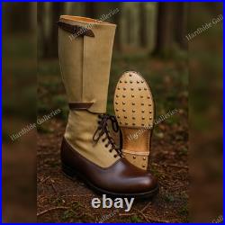 WW2 German Luftwaffe Tropical Boots 2nd Pattern Leather Marching Boots Repro