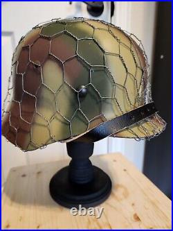 WW2 German M35 Helmet 3 Color Normandy Camouflage with Wire Reproduction