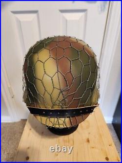 WW2 German M35 Helmet 3 Color Normandy Camouflage with Wire Reproduction