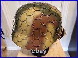 WW2 German M35 Helmet 3 Color Normandy Camouflage with Wire Reproduction